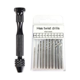 Black Hand Twist Drill 0.3-3.4mm Vajra Bodhi Woodworking Drilling Manual Punching Tool Twist Drill Set