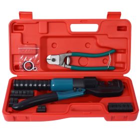 Hydraulic Hand Crimper Tool,Hydraulic Wire Terminal Crimper Swager Battery Cable Lug Crimping Swaging Tool with 9 Pairs Dies