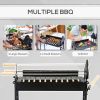 Portable Charcoal BBQ Grills Steel Rotisserie Outdoor Cooking Height Adjustable with 4 Wheels Large / Small Skewers Portability for Patio, Backyard, B