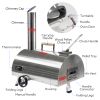 Silver Pizza Oven Outdoor 12" Semi-Automatic Rotatable Pizza Ovens Portable Stainless Steel Wood Fired Pizza Oven Pizza Maker with Built-in Thermomete