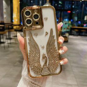 Angel Wing Frame Bracket Electroplating Three-dimensional Phone Case (Option: Champagne Gold-IPhone15Pro)