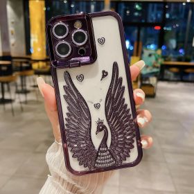 Angel Wing Frame Bracket Electroplating Three-dimensional Phone Case (Option: Dark Night Purple-IPhone15Pro)