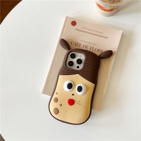 Cartoon Sausage Mouth Girl Phone Case Drop-resistant Protective Case (Option: Girls With Big Eyes Can Pop Up-IPhone15)