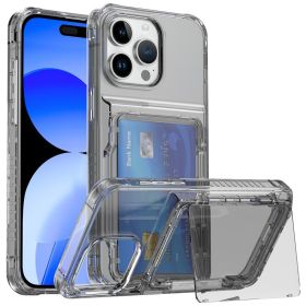 Transparent Phone Case Flip Card Holder (Option: Transparent Black-IPhone15Promax)