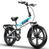 Auloor 20H1F 750W Foldable Electric Bike for Adults with 20'x4'Fat Tire; E Bikes MTB with LG 48V 12.8Ah Battery Shimano 7-Speed Ebike