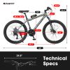 S24102 24 Inch Mountain Bike Boys Girls, Steel Frame, Shimano 21 Speed Mountain Bicycle with Daul Disc Brakes and Front Suspension MTB