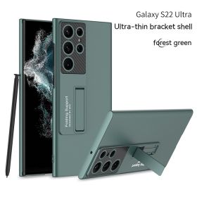 Solid Color All-inclusive Drop-resistant Ultra-thin Bracket Phone Case (Option: Forest Green-Samsung S22Plus)